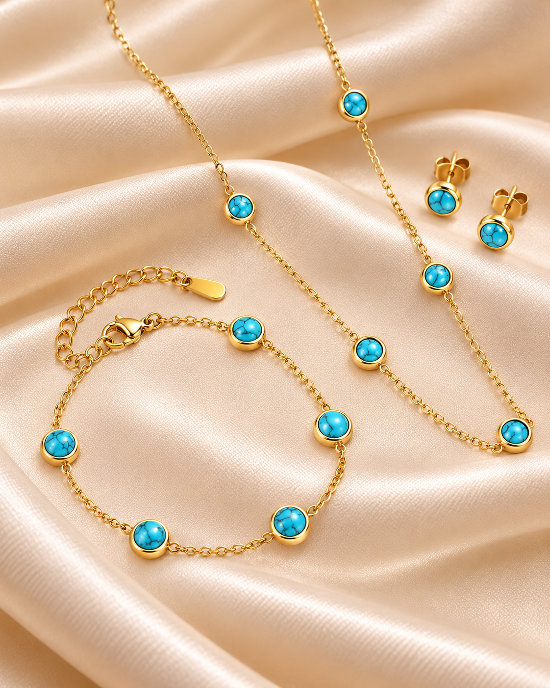 Conjunto Turquesa Dourado
